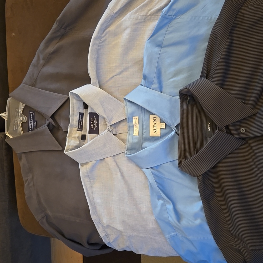 Bundle of 4 long sleeve dress shirts (Alfrani, Chaps, Savior Row)